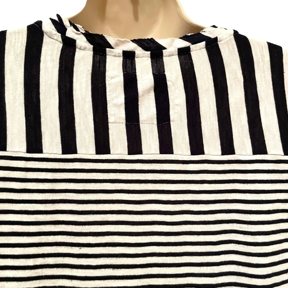 Maeve Anthropologie Women’s Black and White Striped Long Sleeve Shirt Size XS